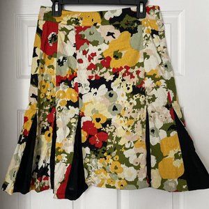 Viola Anthropologie Skirt Womens 6 Floral Textured Multicolor Panel Cotton